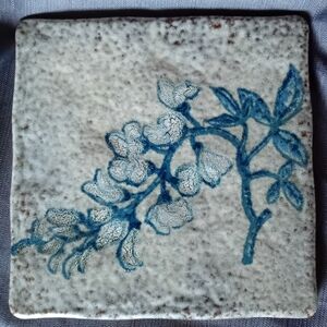 Vintage Floral Ceramic Art Tile Semigres - Made In Italy